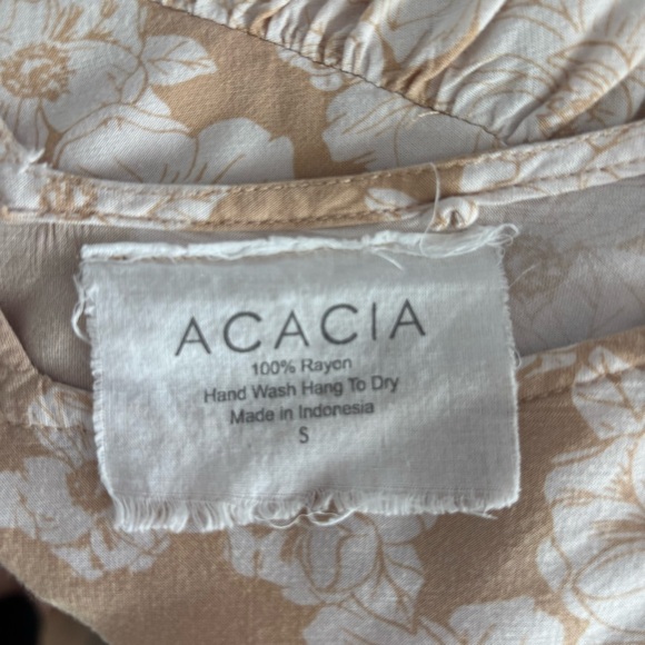 ACACIA SWIMWEAR Havana Floral Tan and Cream Mini Dress Coverup Size S - Picture 6 of 6